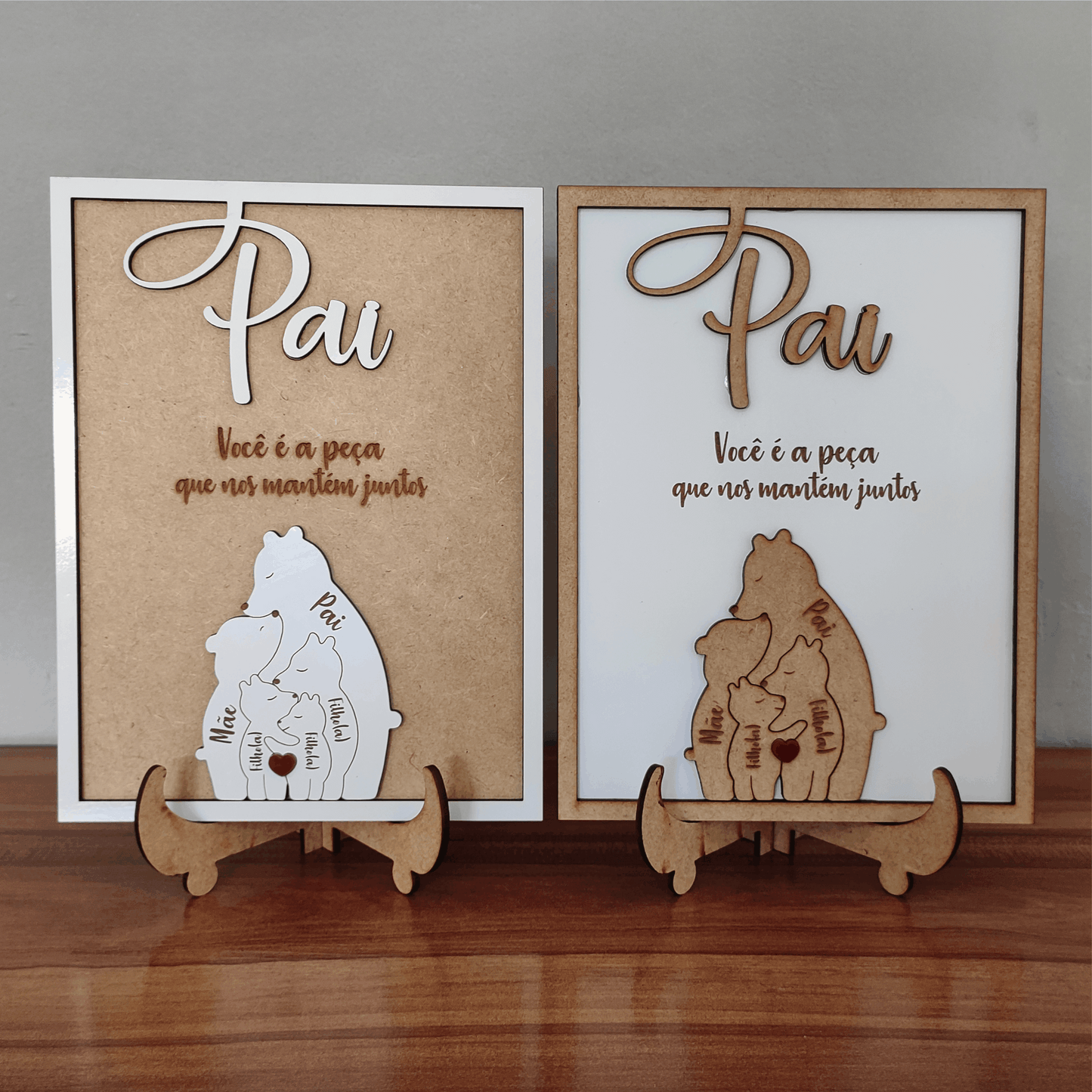 Quadro com Família Urso e Mensagem, para os Pais