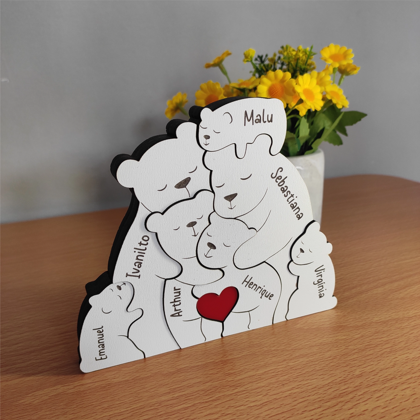 Abraço de Urso em Família, decoração em mdf