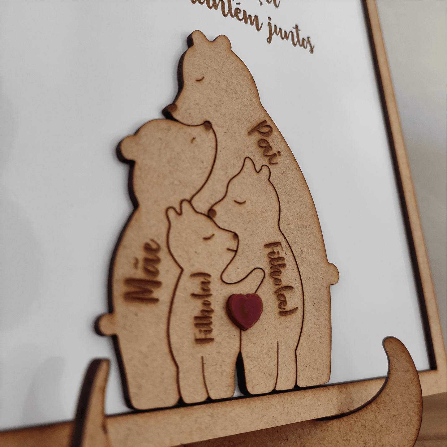 Quadro com Família Urso e Mensagem, para os Pais