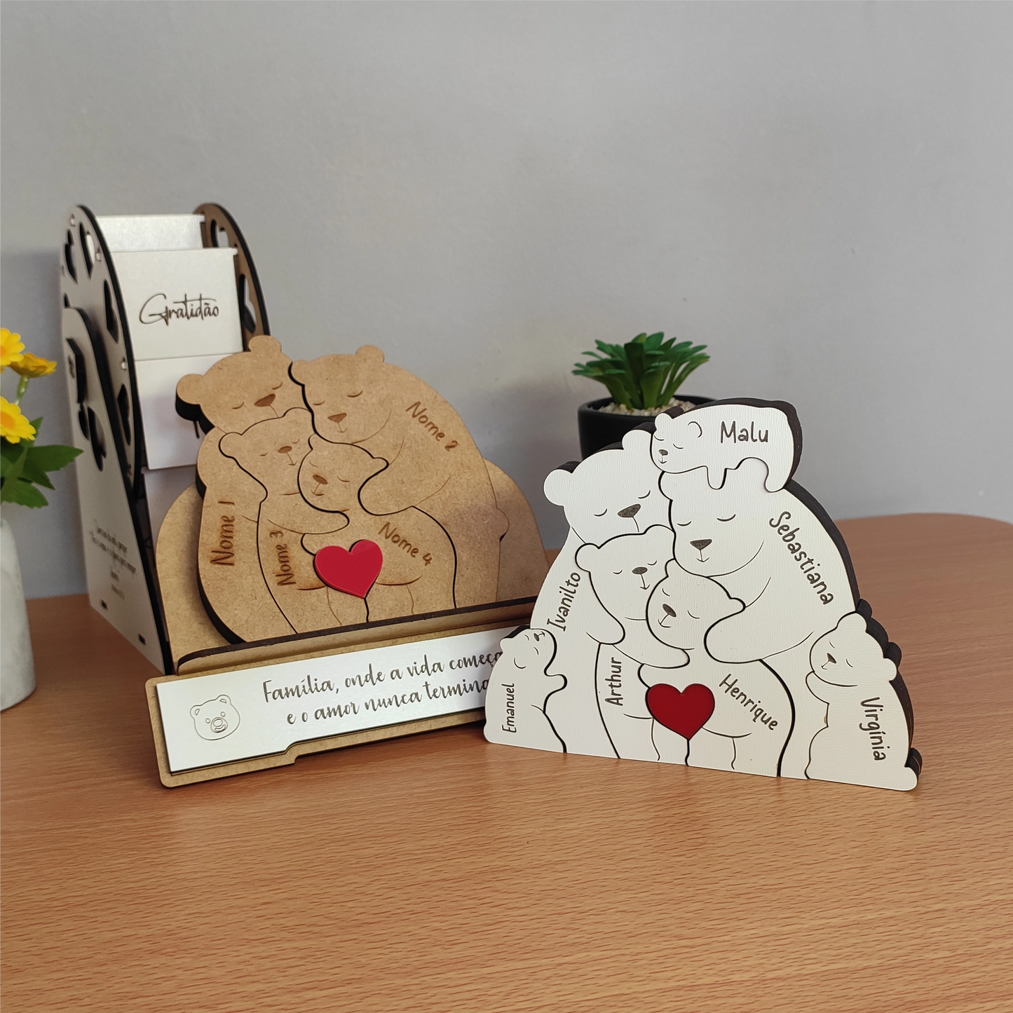 Abraço de Urso em Família, decoração em mdf