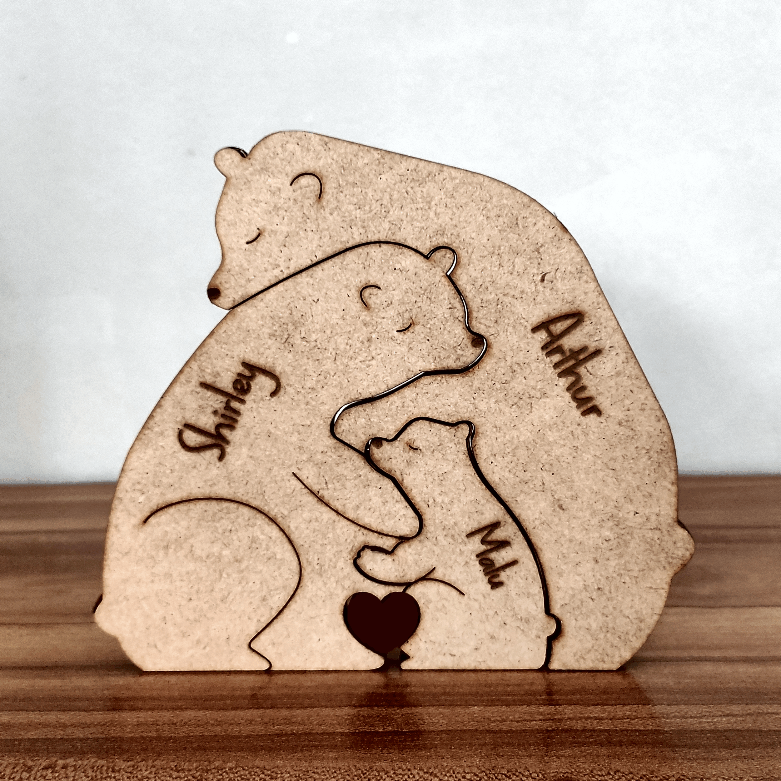 Abraço de Urso em Família, decoração em mdf