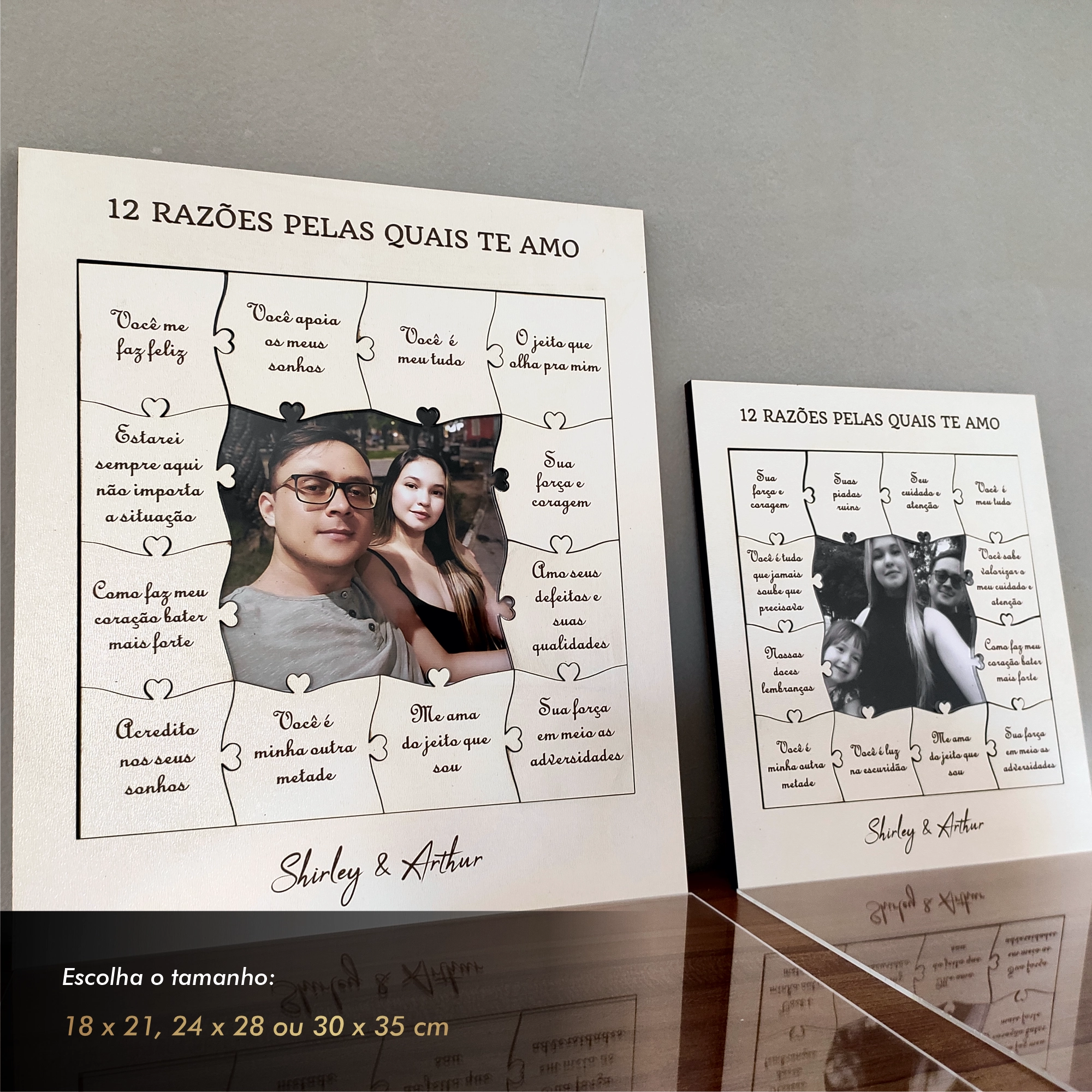 Quadro com 12 Mensagens em forma de Puzzle Branco