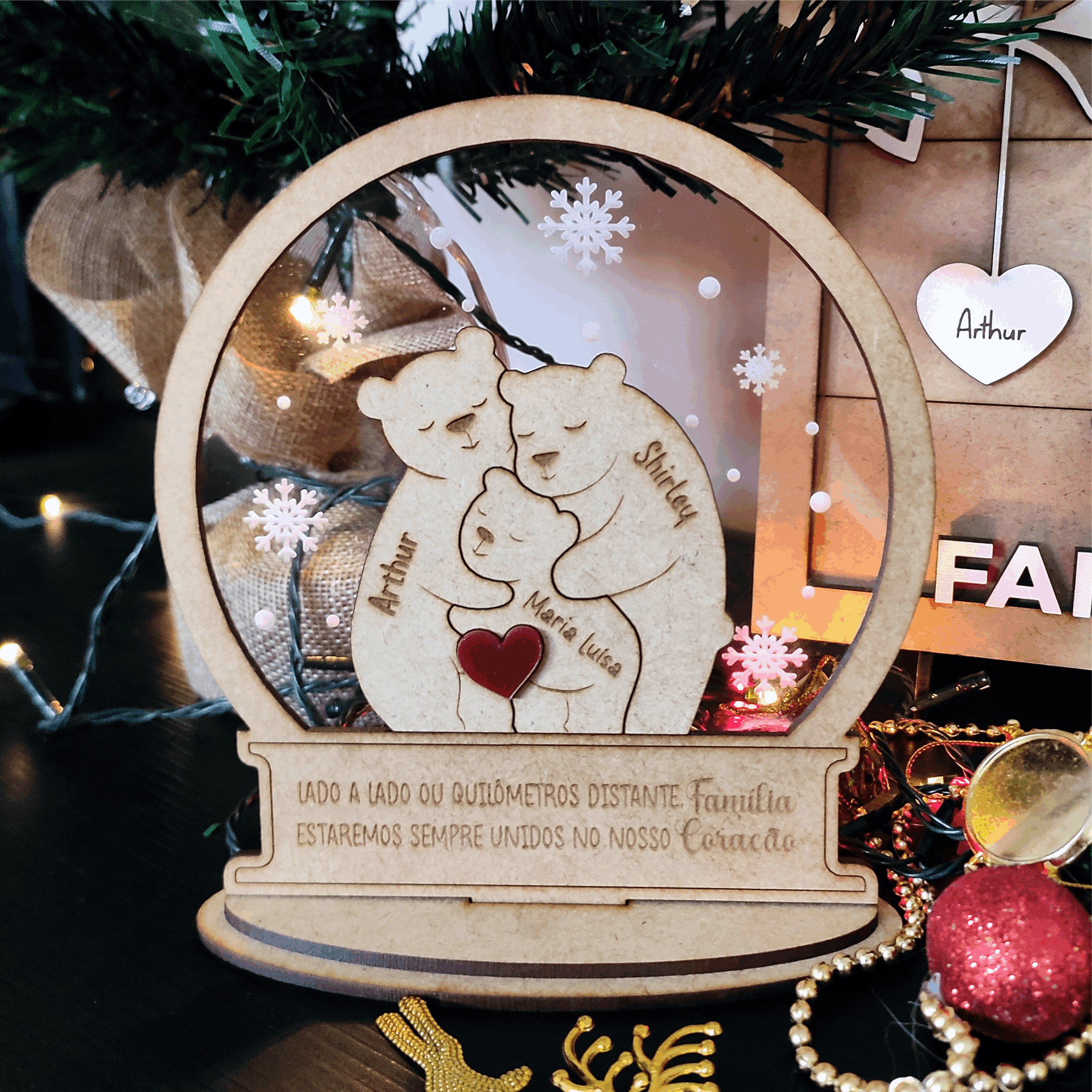 Família Urso no Globo de Neve + Pingente