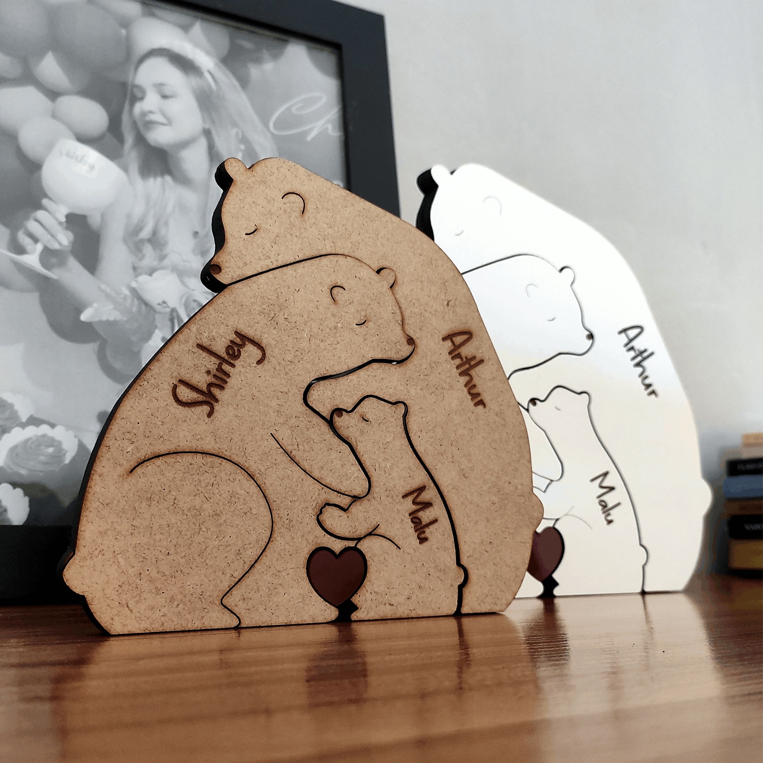 Abraço de Urso em Família, decoração em mdf