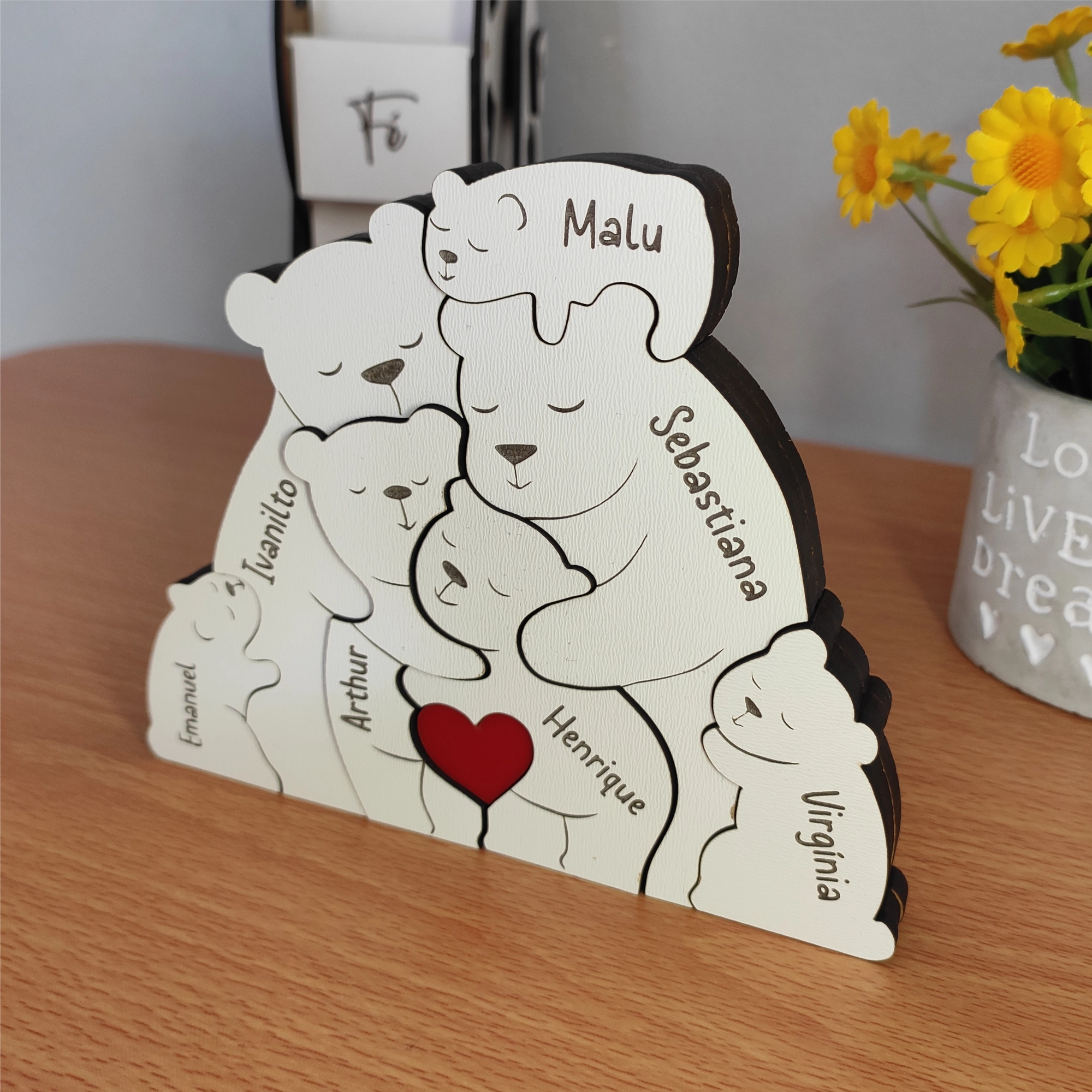 Abraço de Urso em Família, decoração em mdf