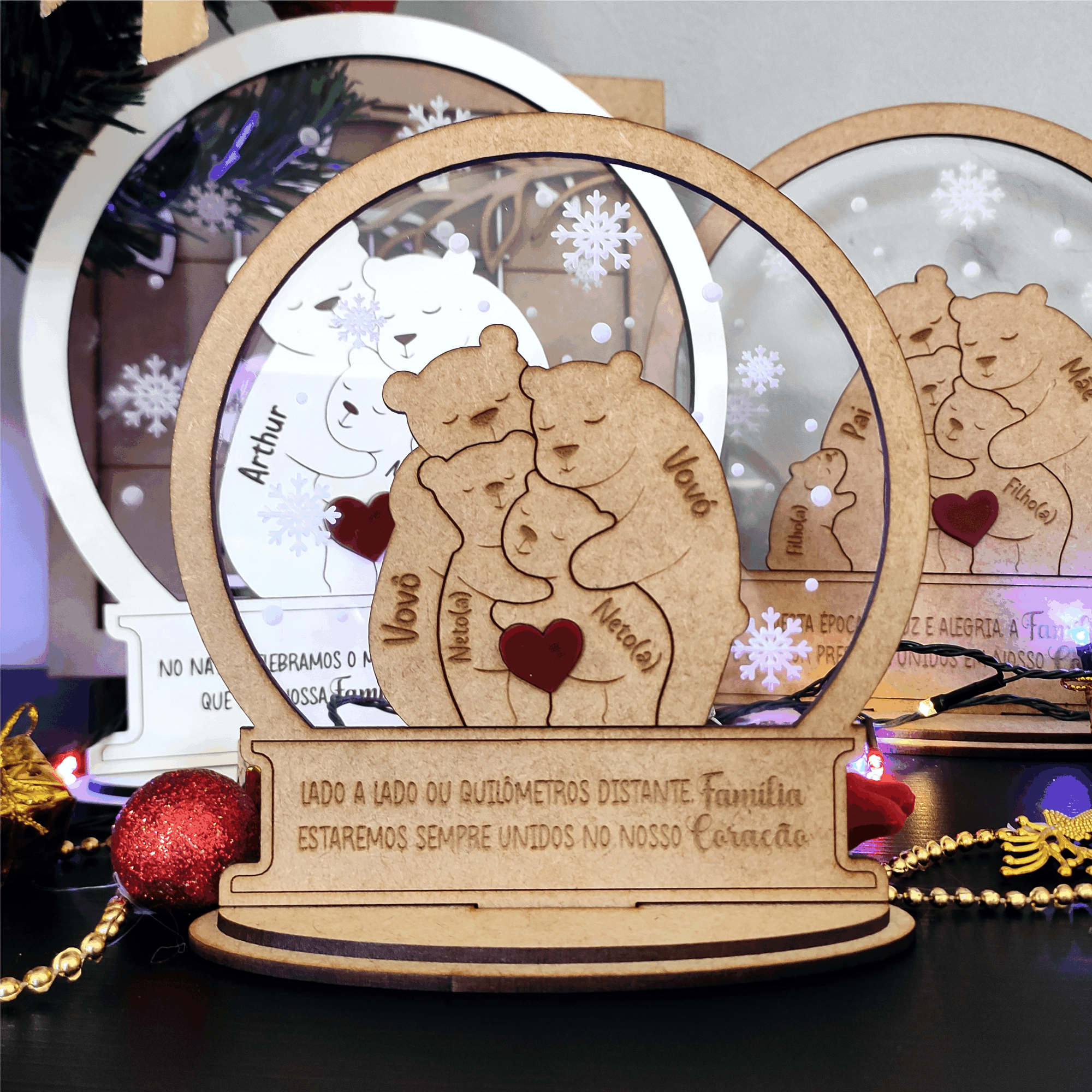 Família Urso no Globo de Neve + Pingente
