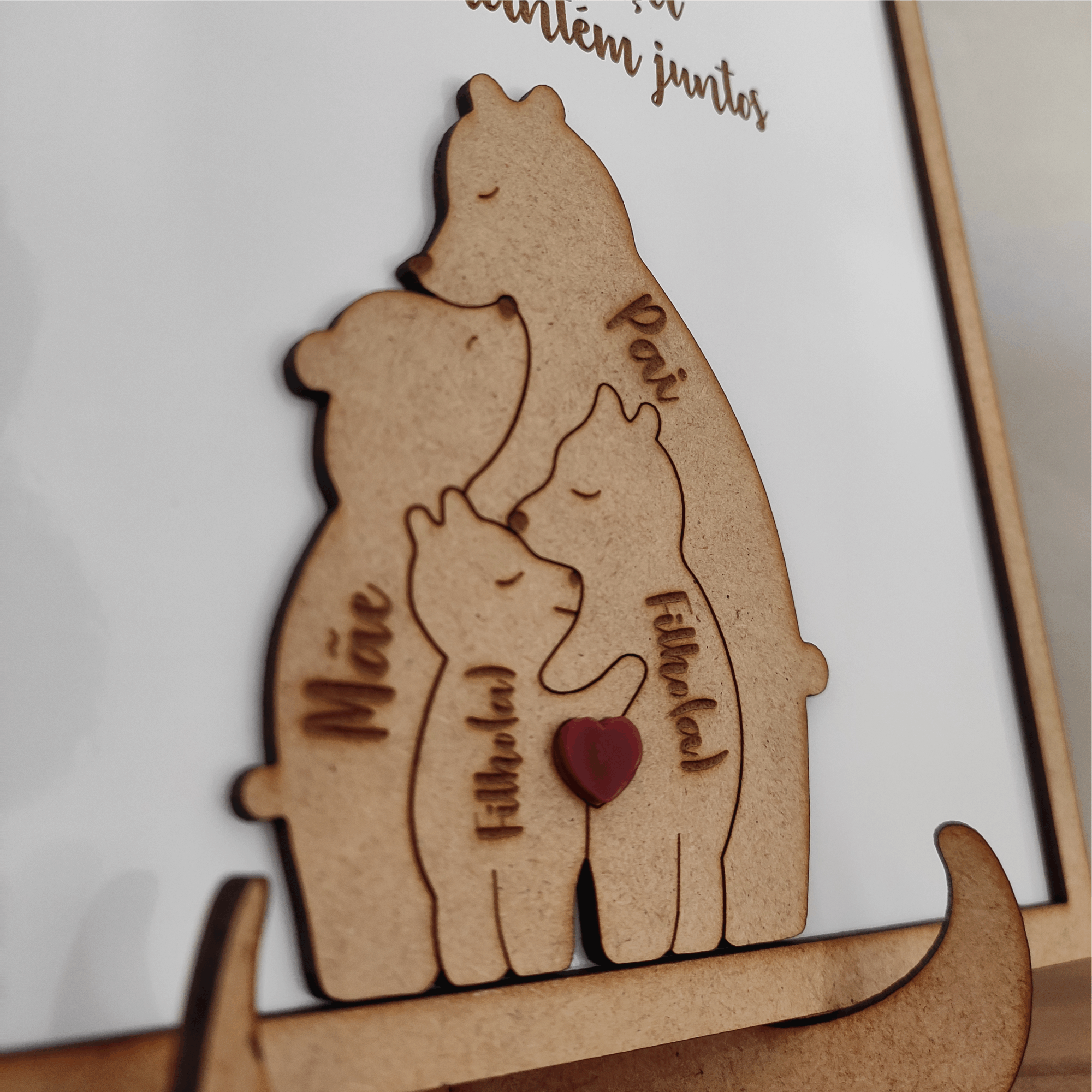 Quadro com Família Urso e Mensagem, para os Pais