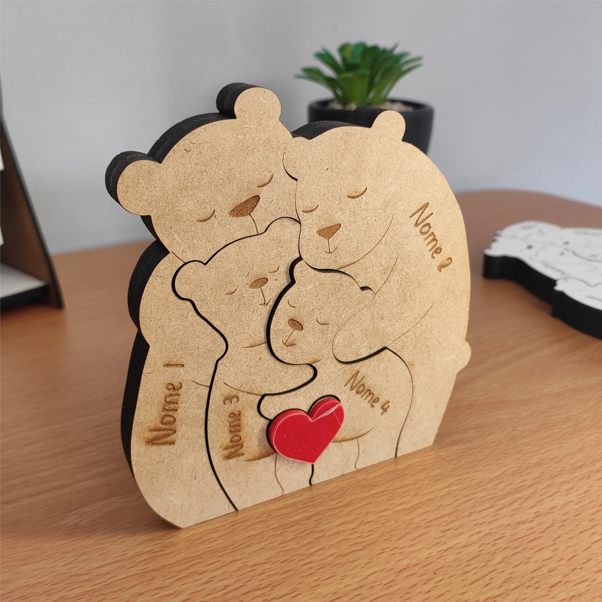 Abraço de Urso em Família, decoração em mdf