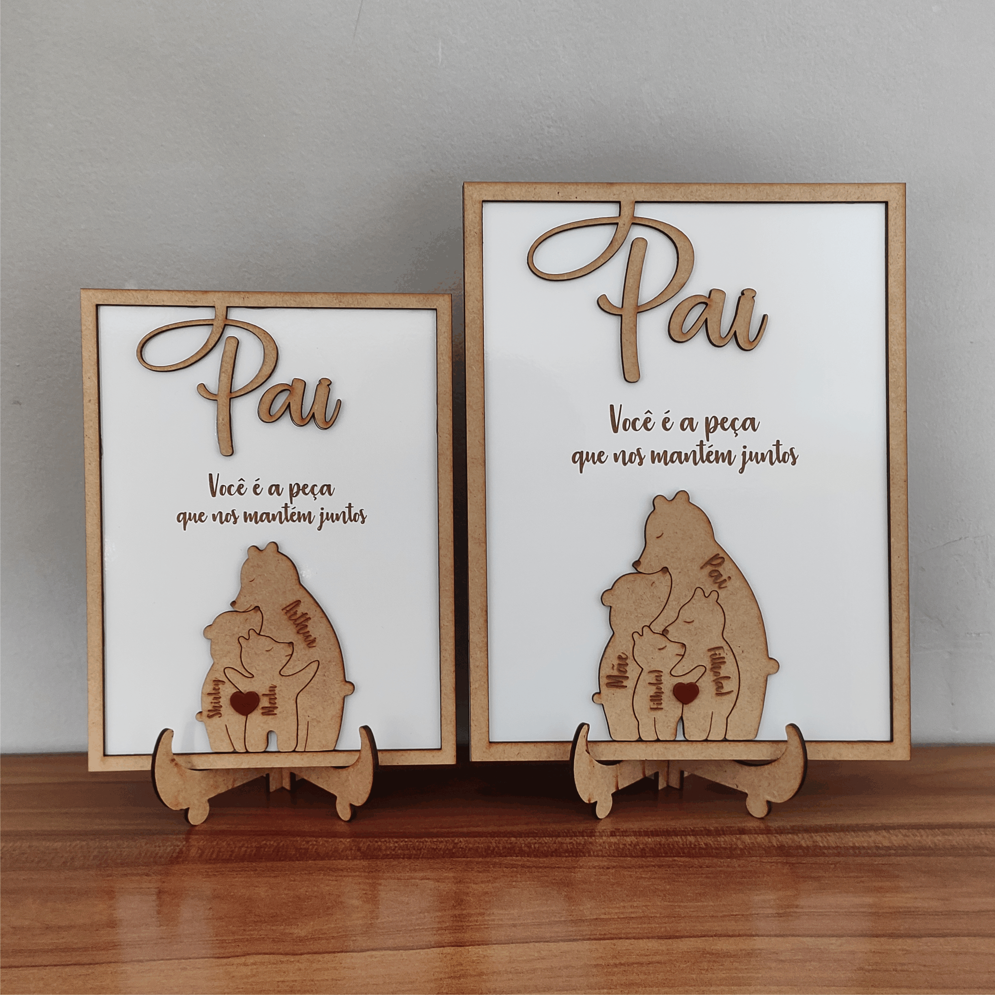 Quadro com Família Urso e Mensagem, para os Pais