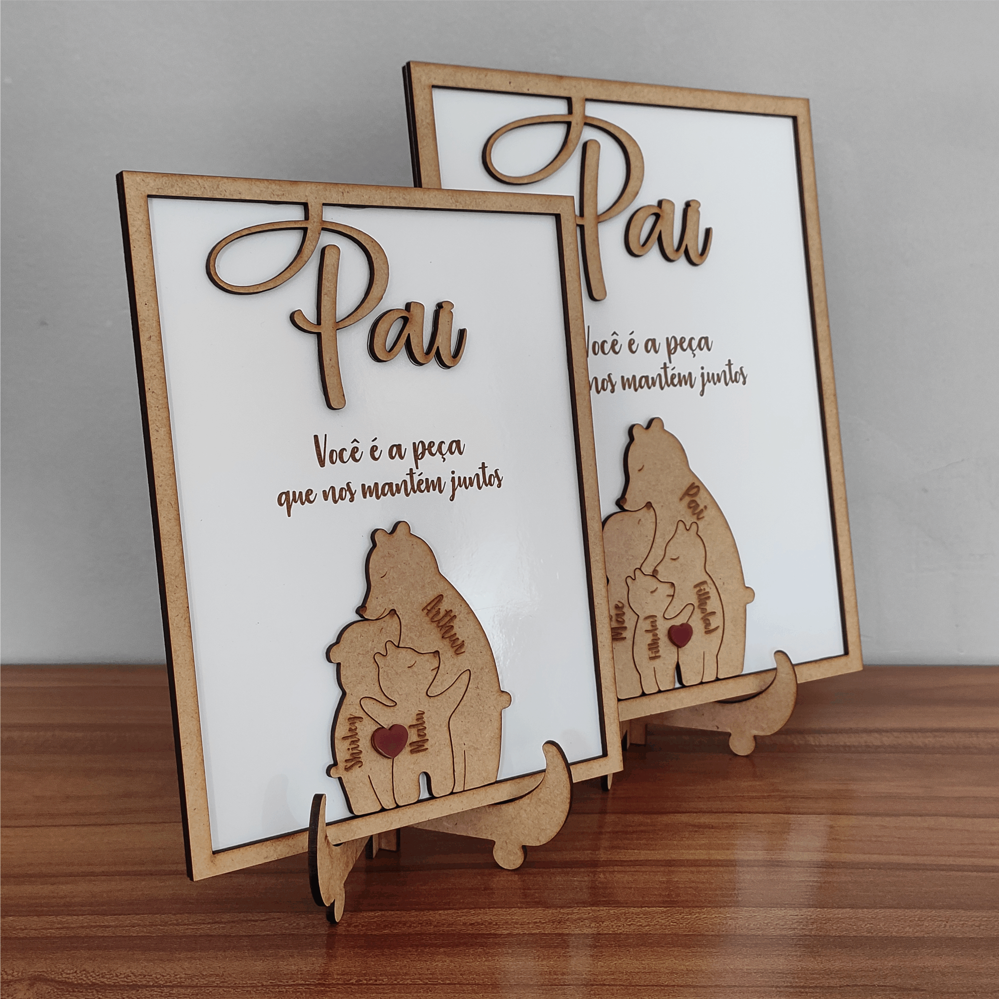 Quadro com Família Urso e Mensagem, para os Pais