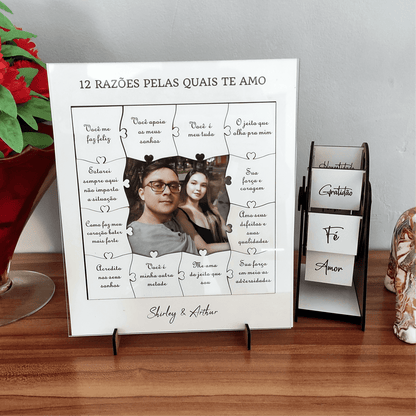 Quadro com 12 Mensagens de Amor Customizáveis