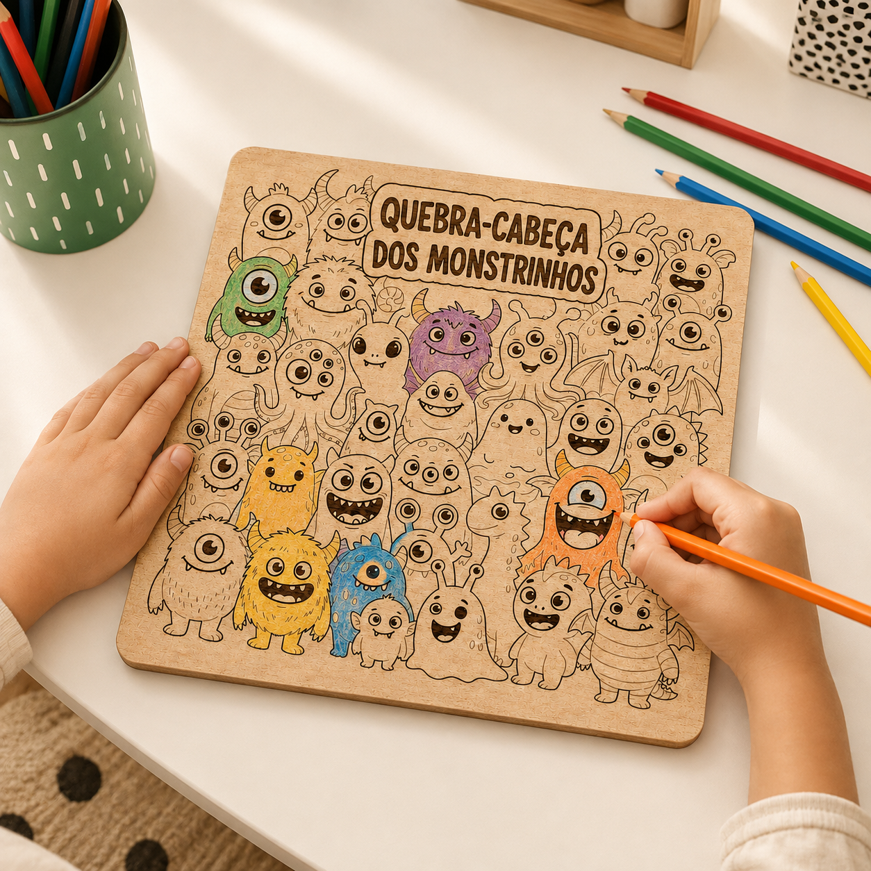 Quebra Cabeça em Madeira Infantil para Colorir