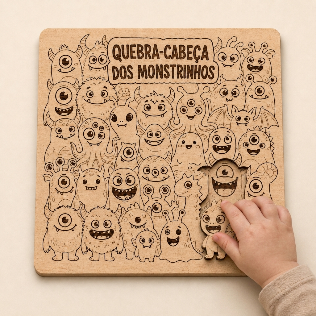 Quebra Cabeça em Madeira Infantil para Colorir
