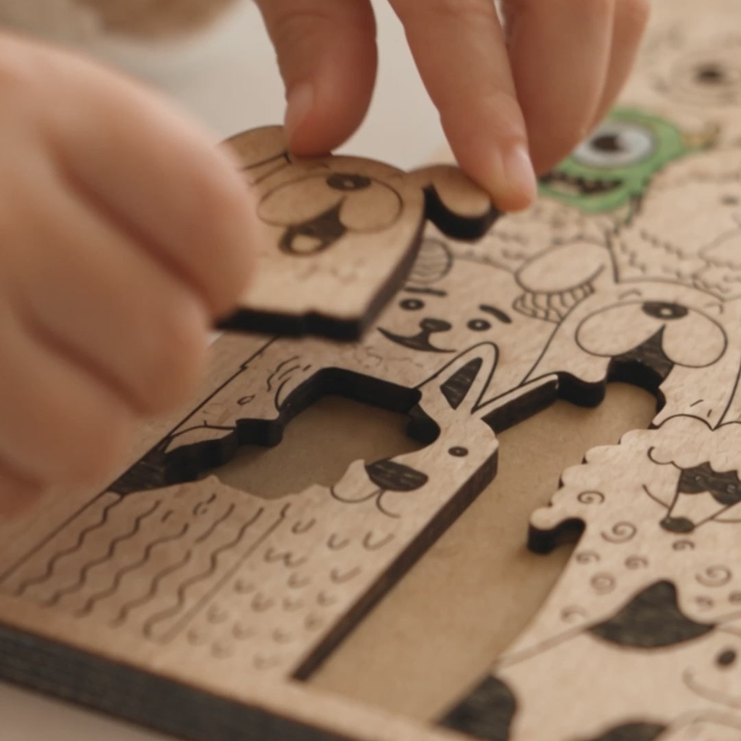 Quebra-Cabeça em Madeira Infantil para Colorir